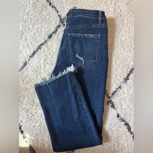 VERVET BY FLYING MONKEY Blue Ankle Cropped Jeans